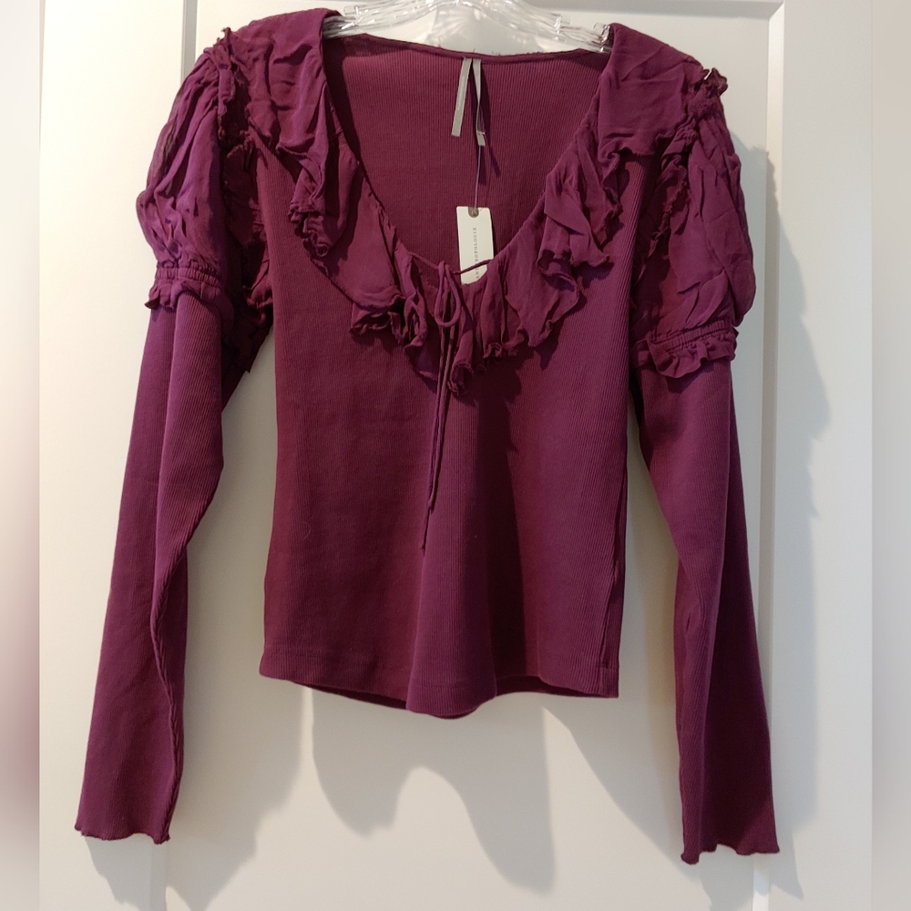 Anthroplogie Purple Ruffled Top